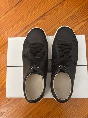 Cole Haan Black Leather Lace-Up Sneakers with White Trim